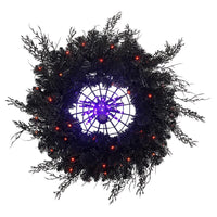 Celebrations Orange/Purple 53 ct 24 in. LED Prelit Black Spider Wreath (Pack of 4)