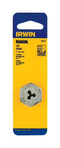 Irwin Hanson High Carbon Steel SAE Hexagon Die 10-32 1 pc