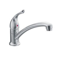 Chrome one-handle low arc kitchen faucet