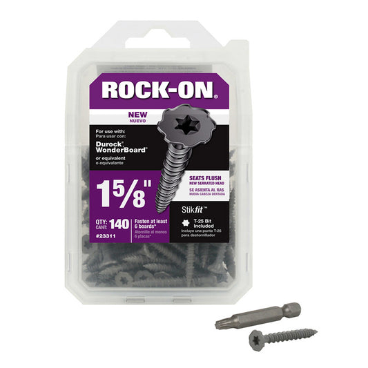 Rock-On No. 9 X 1-5/8 in. L Star Flat Head Cement Board Screws 140 pk