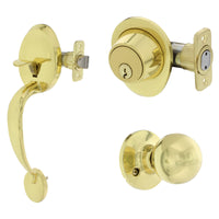 Ultra Security Plus Polished Brass Entry Handleset KW1 1-3/4 in.