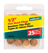 Wolfcraft Flat Hardwood Head Plug 1/2 in. D X 1/4 in. L 1 pk Natural