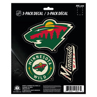 NHL - Minnesota Wild 3 Piece Decal Sticker Set