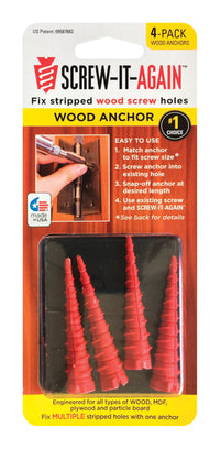 Screw-it-Again 1/4 in. D X 1 in. L Polypropylene Hex Head Wood Anchor 4 pk