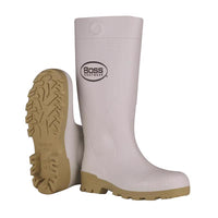 Boss Unisex PVC Plain Boots White 8 US Waterproof 1 pair 16 in.