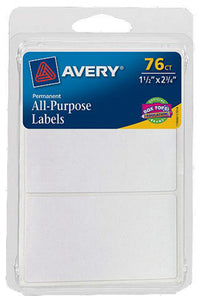 Rectangle Label, White, 1.5 x 2.75-In., 76-Ct. (Pack of 6)