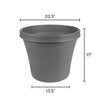 Bloem TerraPot Charcoal Resin Round Indoor/Outdoor Residential Terra Planter 16.9 H x 20.4 Dia. in.