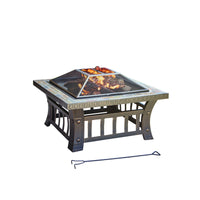 Living Accents 30 in. W Steel Square Wood Fire Pit