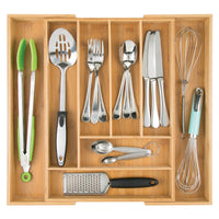 iDesign 1.9 in. H X 12.8 in. W X 18 in. D Bamboo Adjustable Cutlery Tray