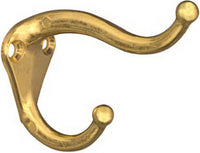 National Hardware 2.75 in. L Brass Gold Zinc Die-Cast Coat/Hat Hook 35 lb. cap. 1 pk