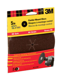 3M 5 in. Aluminum Oxide Center Mount Sanding Disc 80 Grit Medium (Pack of 10)