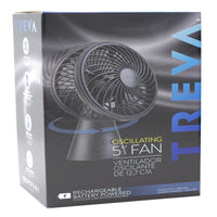 Treva 5 in. H X 5 in. D 3 speed Oscillating Rechargeable Fan