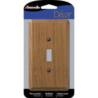 Amerelle Contemporary Medium Brown 1 gang Oak Wood Toggle Wall Plate 1 pk