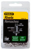 Stanley 1/8 in. D X 1/4 in. Aluminum Blind Rivets Silver 100 pk