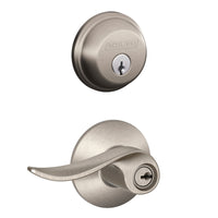 Schlage Sacramento Satin Nickel Lever and Single Cylinder Deadbolt 1-3/4 in.