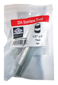 Smith-Cooper 1/2 in. MPT Stainless Steel 5 in. L Nipple