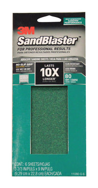 3M Sandblaster 9 in. L X 3-2/3 in. W 80 Grit Ceramic Sandpaper 6 pk