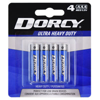 Dorcy Ultra Heavy Duty AAA Zinc Carbon Batteries 4 pk Carded