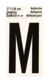 Hy-Ko 2 in. Reflective Black Vinyl Letter M Self-Adhesive 1 pc. (Pack of 10)