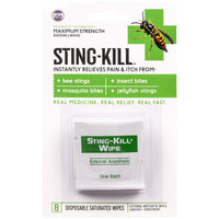 Sting Kill Outdoor Anesthetic Wipes for The Treatment of Bee Stings