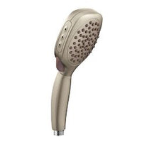 Brushed nickel eco-performance handshower