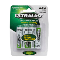 Ultralast Ni-Cad AA 1.2 volt Solar Rechargeable Battery ULN4AASL-1000 4 pk