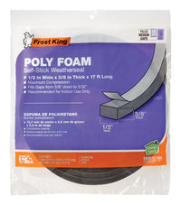 Frost King Charcoal Poly Foam Weather Seal For Doors and Windows 17 ft. L X 0.38 in.