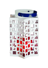 Paradise 6.7 in. Metal Patriotic Flameless Lantern White