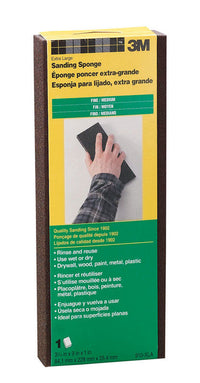 3M 9 in. L X 3-1/4 in. W X 1 in. 80/120 Grit Fine/Medium Extra Large Sanding Sponge