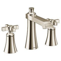 Polished nickel two-handle high arc bathroom faucet