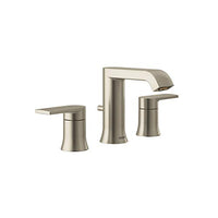 Brushed nickel two-handle low arc bathroom faucet