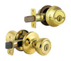 Kwikset Tylo Polished Brass Entry Lock and Double Cylinder Deadbolt 1-3/4 in.