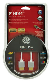 GE Ultra Pro 8 ft. L Audio-Video Cable HDMI