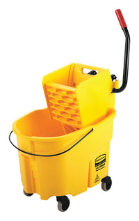 Rubbermaid WaveBrake 2.0 Yellow Plastic Round Commercial Mop Bucket 35 qt.