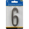 Hillman Distinctions 4 in. Silver Brushed Nickel Self-Adhesive Number 6 1 pc (Pack of 3)