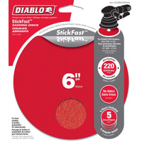 Diablo StickFast 6 in. Ceramic Blend Adhesive ROS Pull Tab Sanding Disc 220 Grit Ultra Fine (Pack of 5)