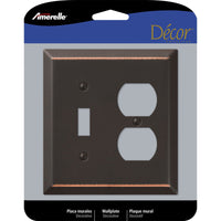 Amerelle Century Aged Bronze Stamped Steel 2-Gang Square Toggle Wallplate 4.56 W x 4.94 H in.