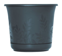 Bloem 15 in. H X 17 in. D Resin Freesia Etched Planter Charcoal