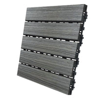 Aura Gray Oak Composite Snap-On Edge Waterproof Balcony/Deck Tiles 12 Lx12 W in., 6 sq. ft. Coverage