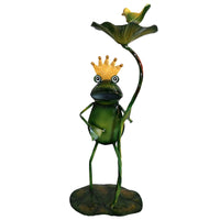 Infinity Green Iron 19.37 in. H King Frog Statue (Pack of 4)