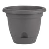 Bloem Lucca Charcoal Gray Resin UV-Resistant Round Self-Watering Planter 12.4 H x 15 Dia. in.