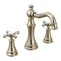 Polished nickel two-handle high arc bathroom faucet