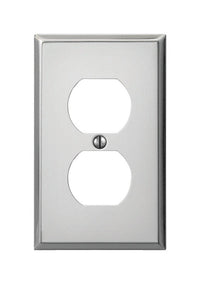 Amerelle Pro Polished Chrome Metallic 1 gang Stamped Steel Duplex Outlet Wall Plate 1 pk