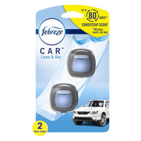 Febreze Linen & Sky Scent Car Air Freshener 0.06 oz Liquid 2 pk (Pack of 8)