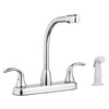 LDR Two Handle Chrome Kitchen Faucet Side Sprayer Included