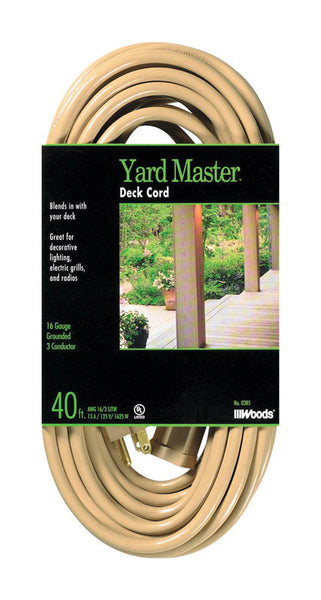 Woods Yard Master Beige 13A 125V 1625W 3-Outlets 16/3 ga. Extension Co