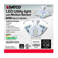 Satco Wide Surface E26 (Medium) LED Motion Sensor Utility Light Cool White 60 Watt Equivalence 1 pk