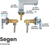 Sëgen - Three Holes Vessel Lavatory Faucet for Bathroom Sink - Brass - WaterSense and cUPC Certified - Ceramic Cartridge (Chrome)