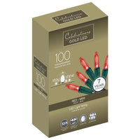 Celebrations Gold LED Mini Red 100 ct String Christmas Lights 33 ft.