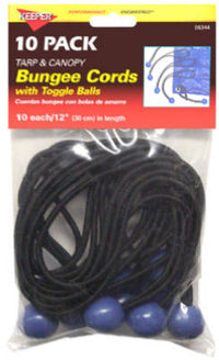 Keeper Black/Blue Bungee Ball Cord 12 in. L X 0.1565 in. 10 pk